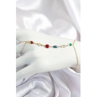 Pirinç Renkli Zirkon Taşlı Y Model Gold Renk Kadın Şahmeran