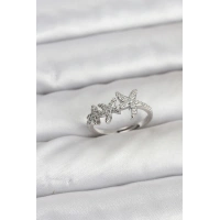 Pirinç Yıldız Model Gümüş Renk Kadın Yüzük