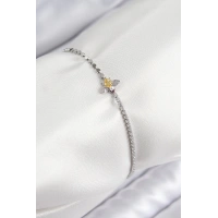 Pirinç Zirkon Taşlı Arı Model Ezme Zincir Gümüş Renk Kadın Bileklik