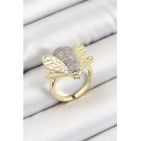 Pirinç Zirkon Taşlı Arı Model Gümüş Ve Gold Renk Kadın Yüzük