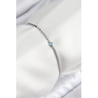 Pirinç Zirkon Taşlı Boncuk Model Ezme Zincir Gümüş Renk Kadın Bileklik