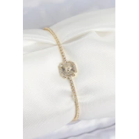 Pirinç Zirkon Taşlı Kare Model Gold Renk Kadın Bilekilk