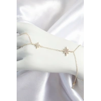 Pirinç Zirkon Taşlı Kutup Yıldızı Model Gold Renk Kadın Şahmeran