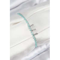 Pirinç Zirkon Taşlı Mavi Boncuklu Model Gümüş Renk Kadın Bileklik