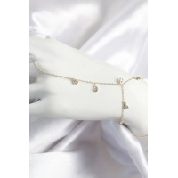 Pirinç Zirkon Taşlı Sallantılı Damla Model Gold Renk Kadın Şahmeran