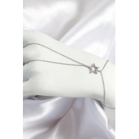 Pirinç Zirkon Taşlı Yıldız Model Gümüş Renk Kadın Şahmeran