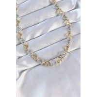 Vip Seri Pirinç Çift Renk Zirkon Taşlı İçi Boş Kalp Tasarımlı Kolye