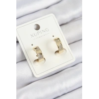 Xuping Zirkon Taşlı Desenli Halka Model Gold Renk Kadın Küpe