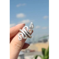 Yılan Figürlü Metal Ayarlamalı Antik Yüzük