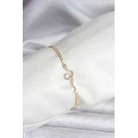 Yılan Model Zirkon Taşlı Gold Renk Pirinç Su Yolu Kadın Bileklik