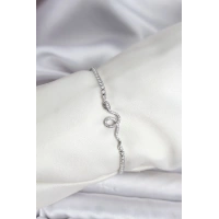 Yılan Model Zirkon Taşlı Gümüş Renk Pirinç Su Yolu Kadın Bileklik