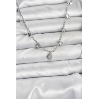 Zirkon Taşlı Kutup Yıldızı Model Pirinç Gümüş Renk Kadın Kolye