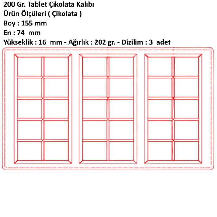 200 Gr. Polikarbon Tablet Çikolata Kalıbı | Dubai Çikolata Kalıbı