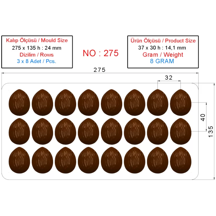 MFS Spesiyal Çikolata Kalıbı Ceviz 0275