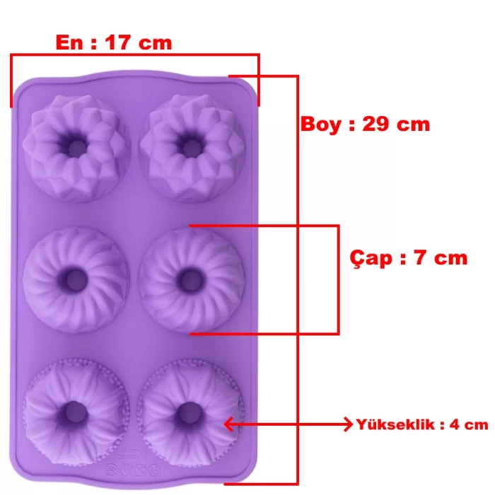 Silikon 6lı Karma Kek ve Kurabiye Kalıbı
