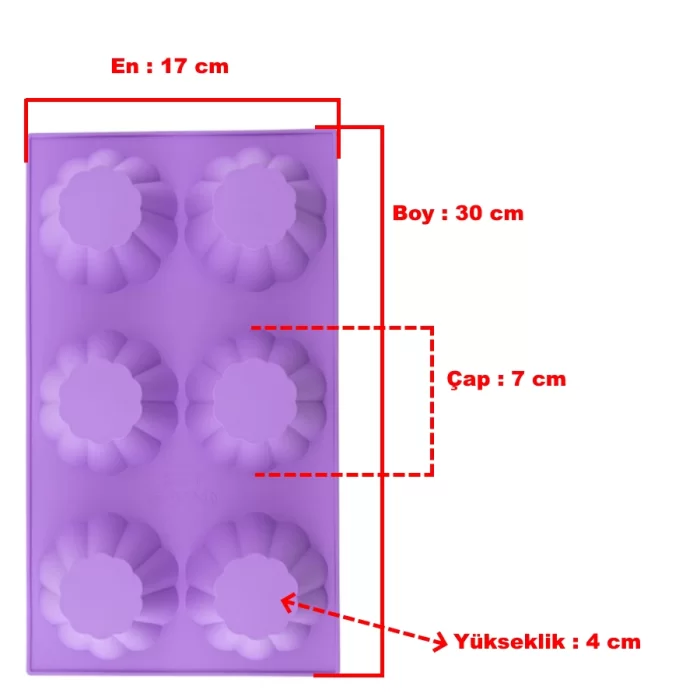 Silikon 6lı Yonca Kek ve Sufle Kalıbı