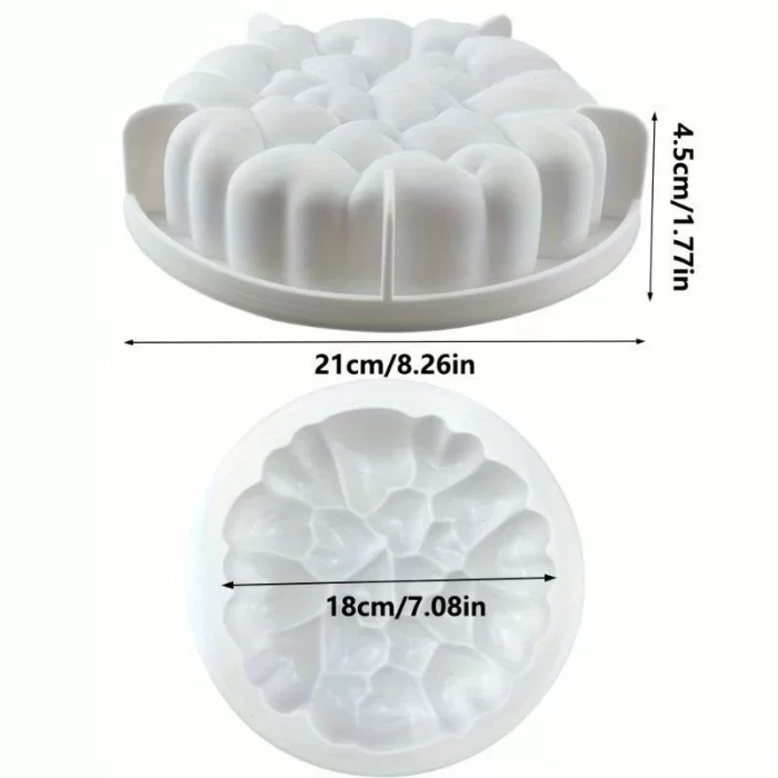 Silikon Çoklu Kalp Mousse Kek ve Pasta Kalıbı, Ø:18 Cm H: 4,5 Cm