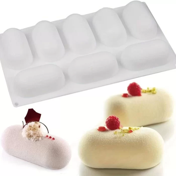 Silikon Oval Yastık Mousse Kek ve Pasta Kalıbı, 8,5 Cm X 4,5 Cm H: 2,8