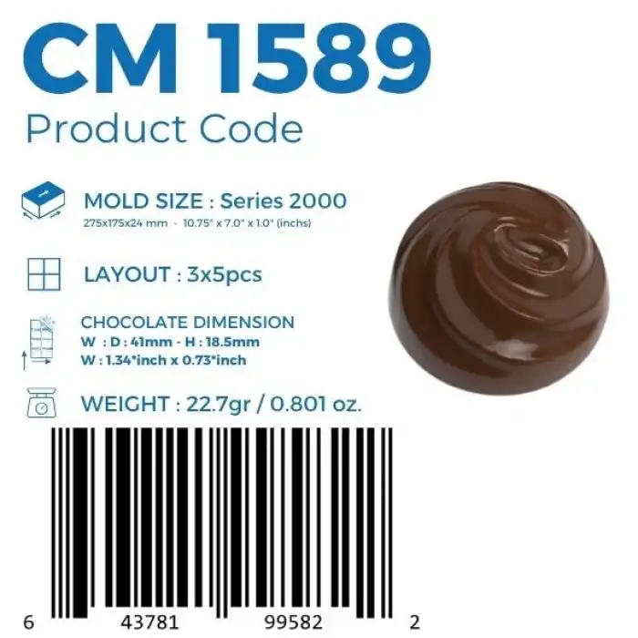 Polikarbon Yuvarlak Pralin Çikolata Kalıbı 22,7 gr | Cm-1589