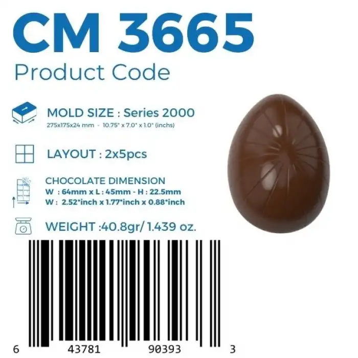 Polikarbon Yumurta Pralin Çikolata Kalıbı 40,8 gr | Cm-3665
