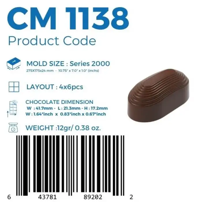 Polikarbon Oval Pralin Çikolata Kalıbı 12 gr | Cm-1138