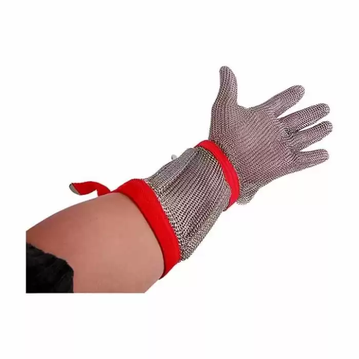Çelik Eldiven Uzun 8 Cm Kırmızı (M) (EL-UZK)