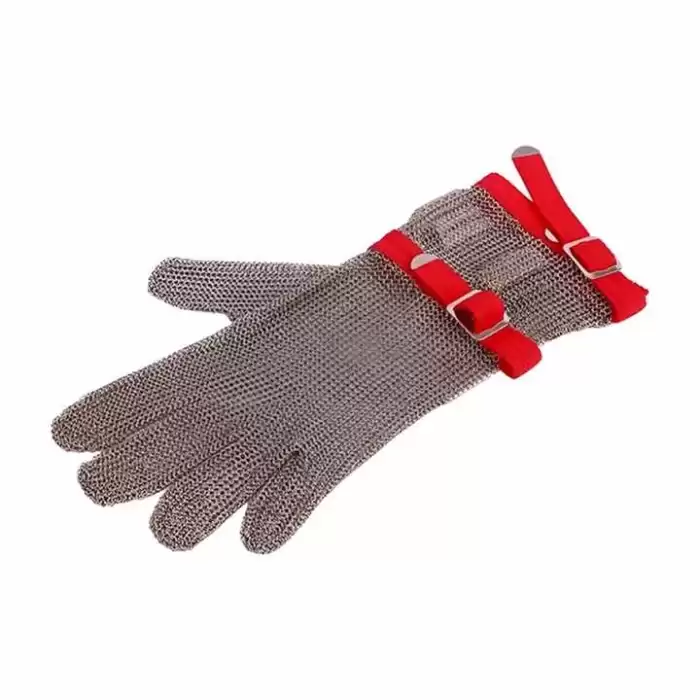 Çelik Eldiven Uzun 8 Cm Kırmızı (M) (EL-UZK)