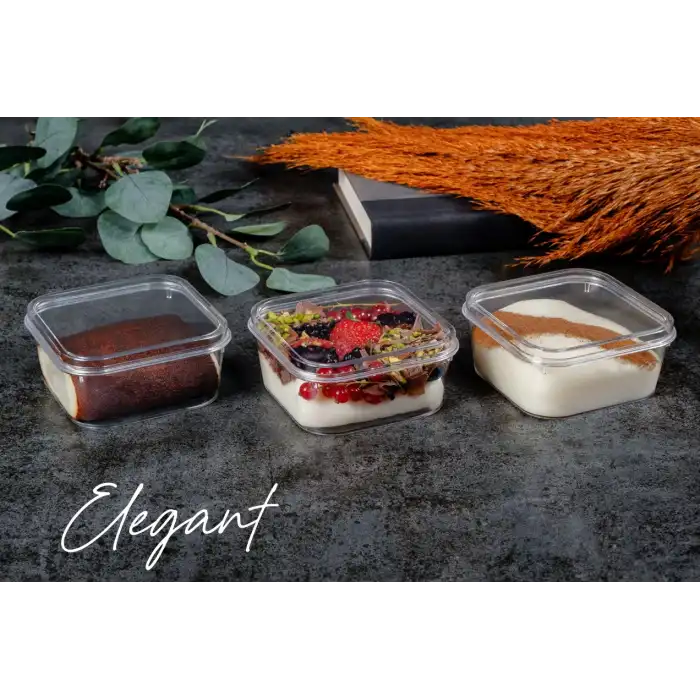 Elegant Şeffaf Plastik Kapaklı Kutu 270 cc - (450 ADET)