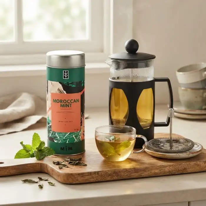 French Press (350 Ml) - Moroccan Mint Tea - Naneli Fas Çayı (50 gr) Set