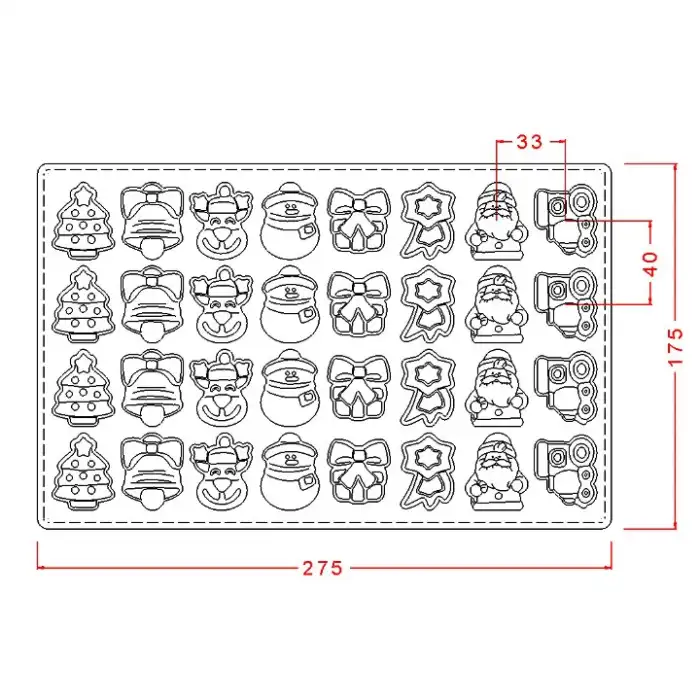 Polikarbon Karışık Yılbaşı Çikolata Kalıbı 10 gr - 634