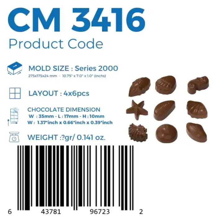 Polikarbon Special Pralin Çikolata Kalıbı 8-15 gr | Cm-3416