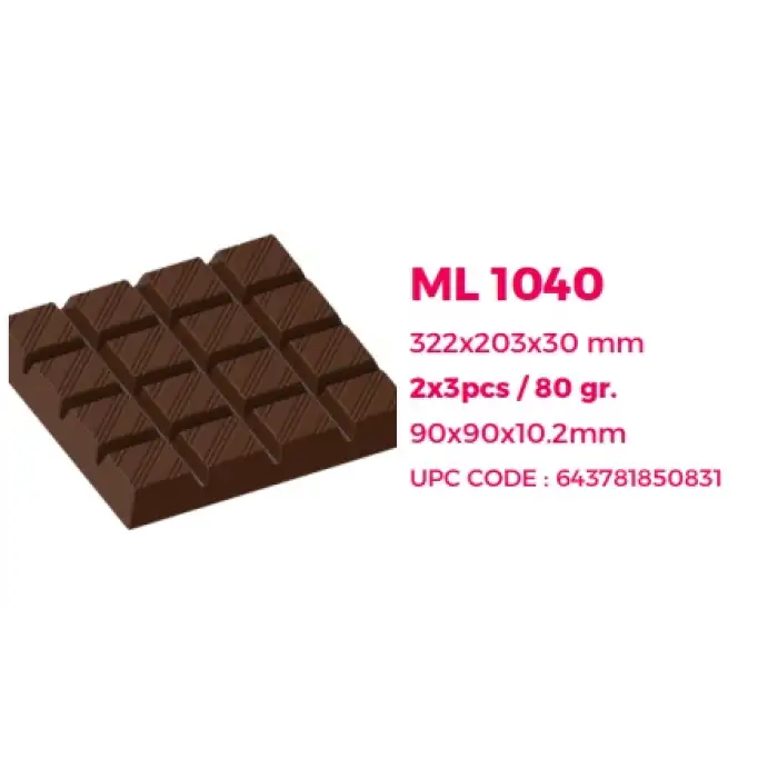 Polikarbon Tablet Çikolata Kalıbı | Dubai Çikolata Kalıbı 80 gr | ML-1040