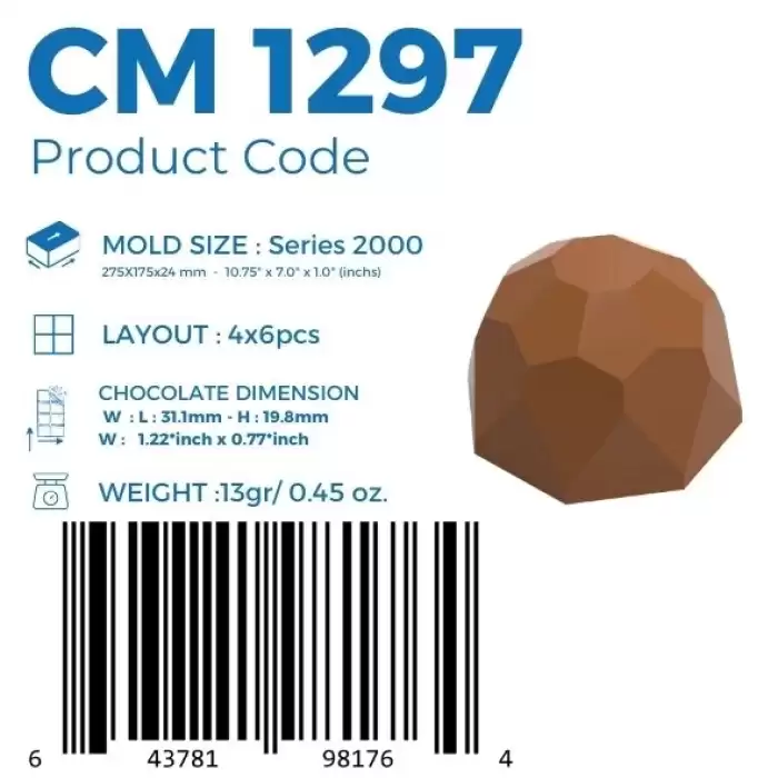 Polikarbon Yuvarlak Pralin Çikolata Kalıbı 13 gr | Cm-1297