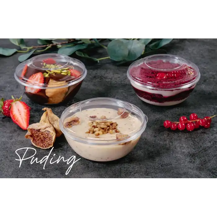 Puding Şeffaf Plastik Kapaklı Kutu 250 cc - (600 ADET)