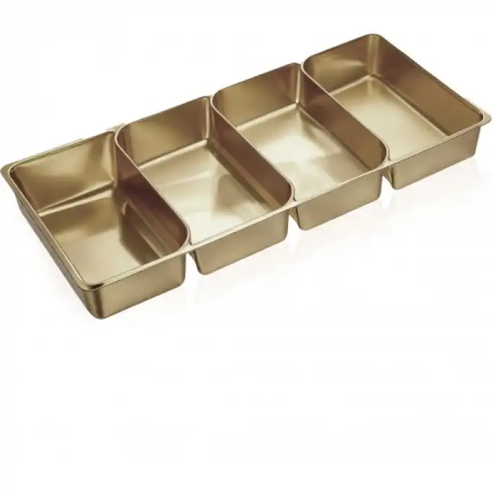 Senfoni 4 Bölmeli Gold Plastik Sunum Tabağı