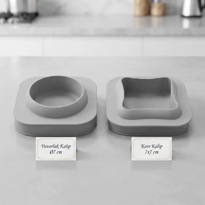 Silikon Mini Kare ve Yuvarlak Pasta Kalıbı 7 cm (2li Set)(3er adet)
