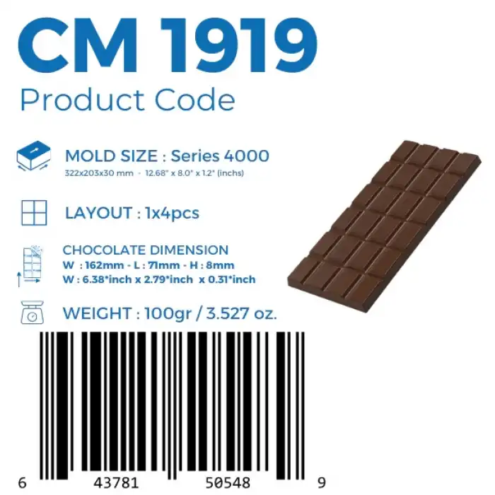 TABLET ÇİKOLATA KALIBI 100gr -CM 1919