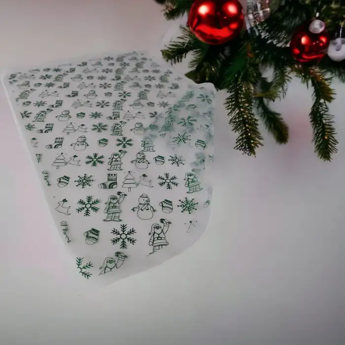 Çikolata Transfer Jelatini 40x25 Yılbaşı Yeşil (25 Adet)