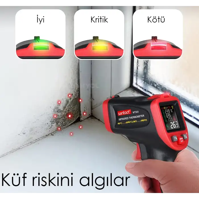 WT323E Rutubet Küf Analizli Lazerli Termometre 1050°C