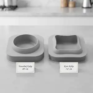 Silikon Mini Kare ve Yuvarlak Pasta Kalıbı 7 cm (2li Set)(3er adet)