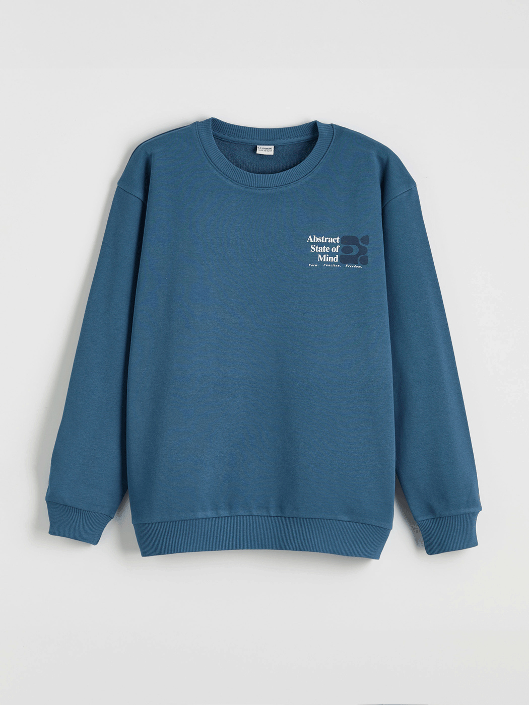 LCW Kids Mavi Erkek Çocuk Bisiklet Yaka Baskılı Sweatshirt