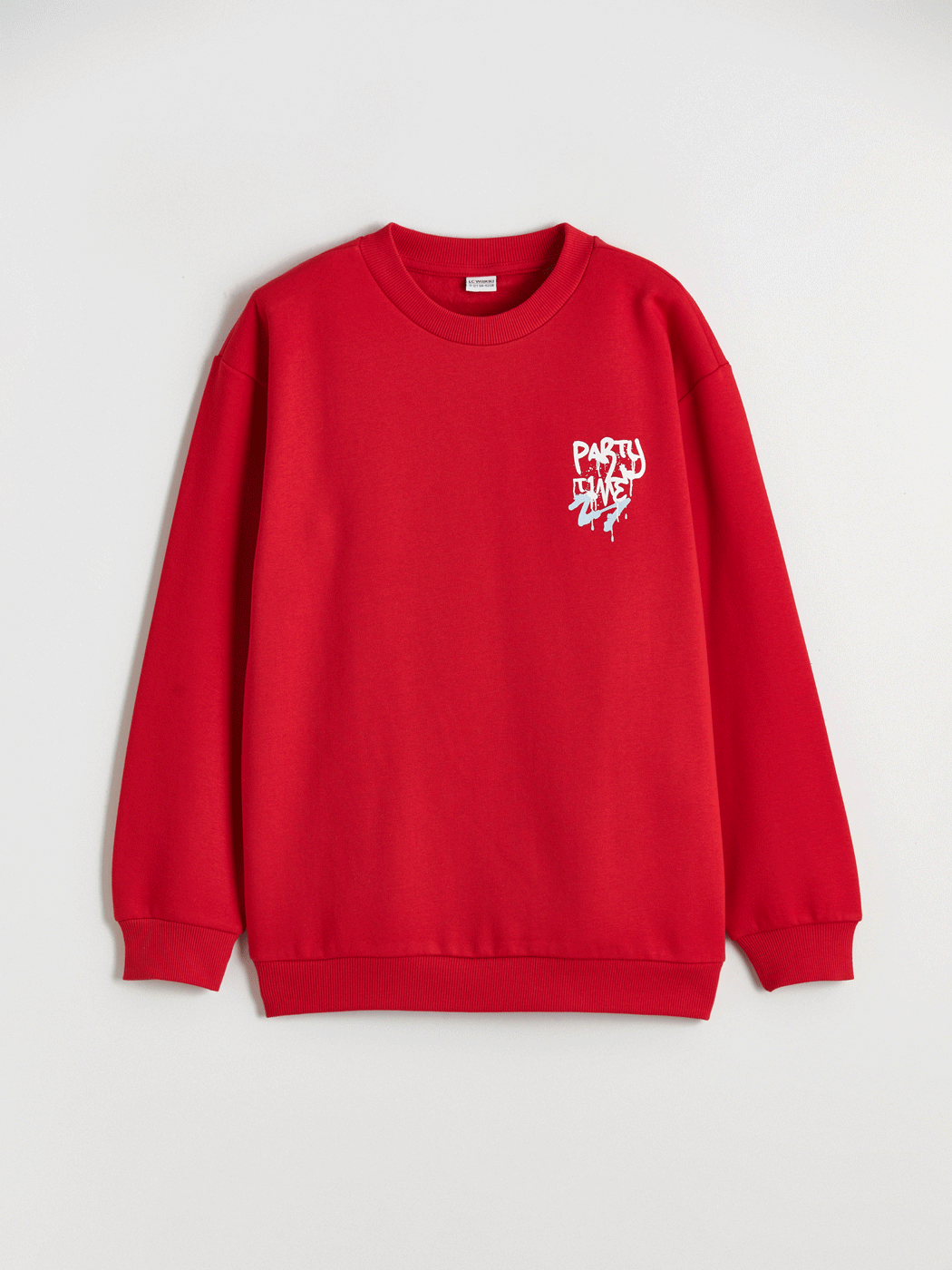 LCW Kids Kırmızı Yılbaşı Temalı Erkek Çocuk Kalın Sweatshirt