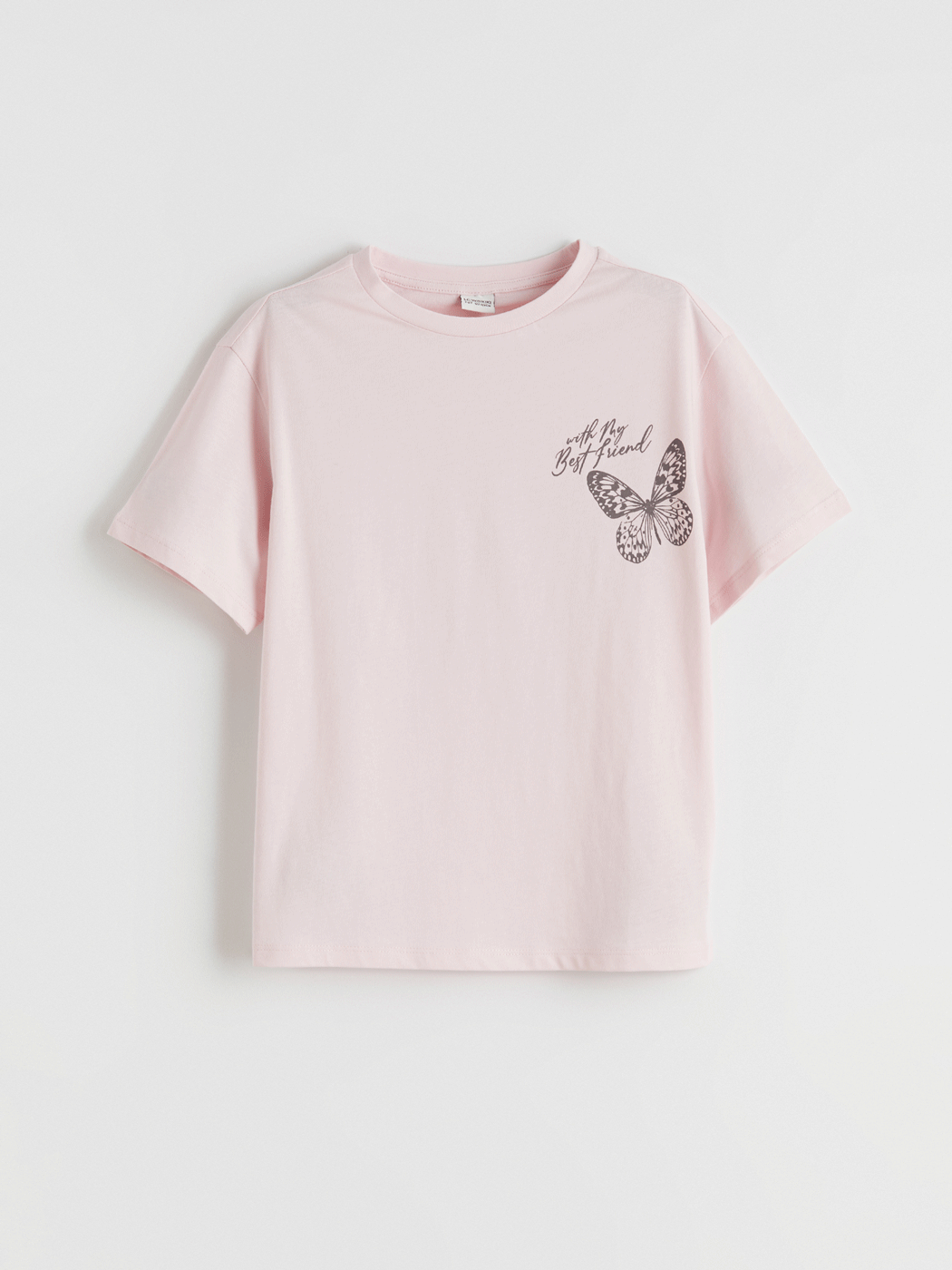 LCW Kids Pembe Kelebek Baskılı Kız Çocuk Tişört