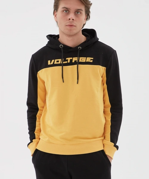 Baskılı Kapüşonlu Sweatshirt Hardal / Mustard
