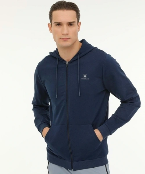 M-sn72 Basıc Full Zıp Hoo Fermuarlı Erkek Kapüşonlu Sweatshirt