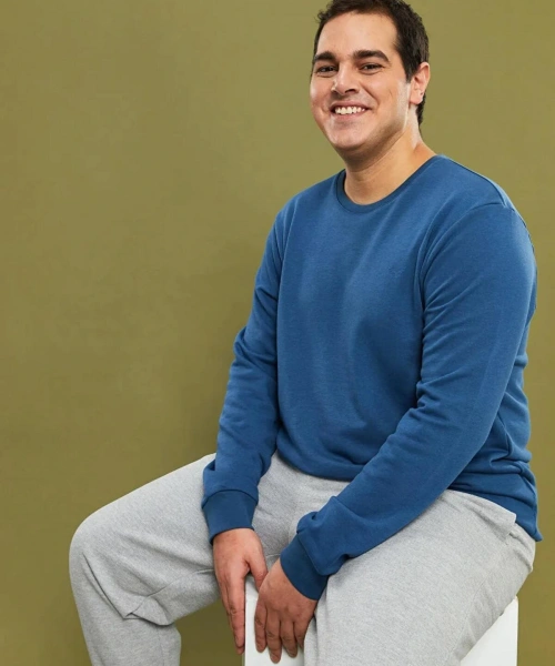 LCWAIKIKI Basic Büyük Beden Bisiklet Yaka Uzun Kollu Basic Erkek Sweatshirt