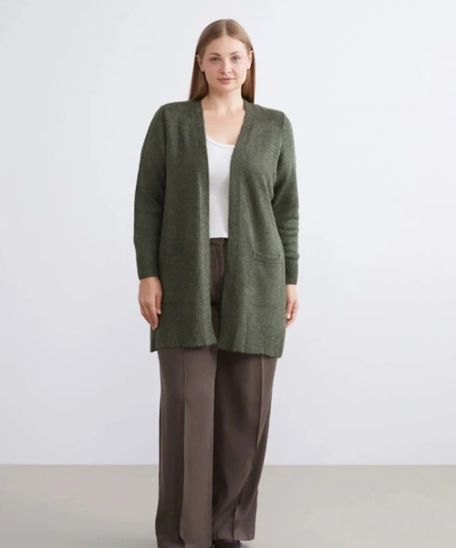 LCWAIKIKI Classic Şal Yaka Kadın Triko Hırka Büyük Beden