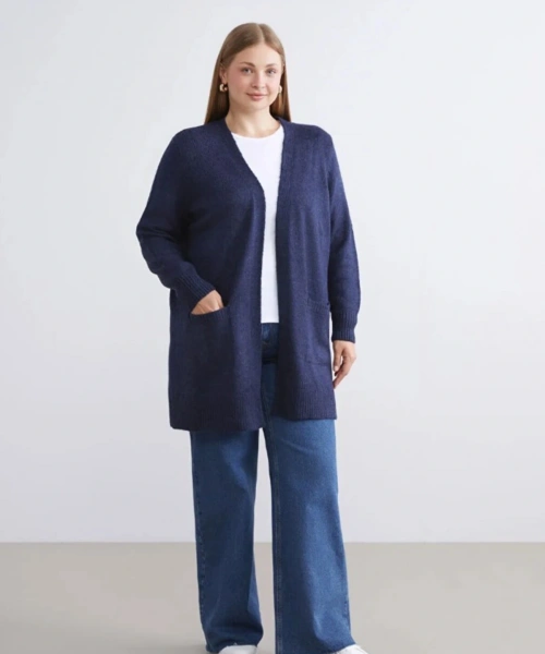 LCWAIKIKI Classic Şal Yaka Kadın Triko Hırka Büyük Beden