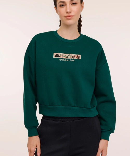 WL HOLLY 16BT102 4PR Yeşil Kadın Sweatshirt