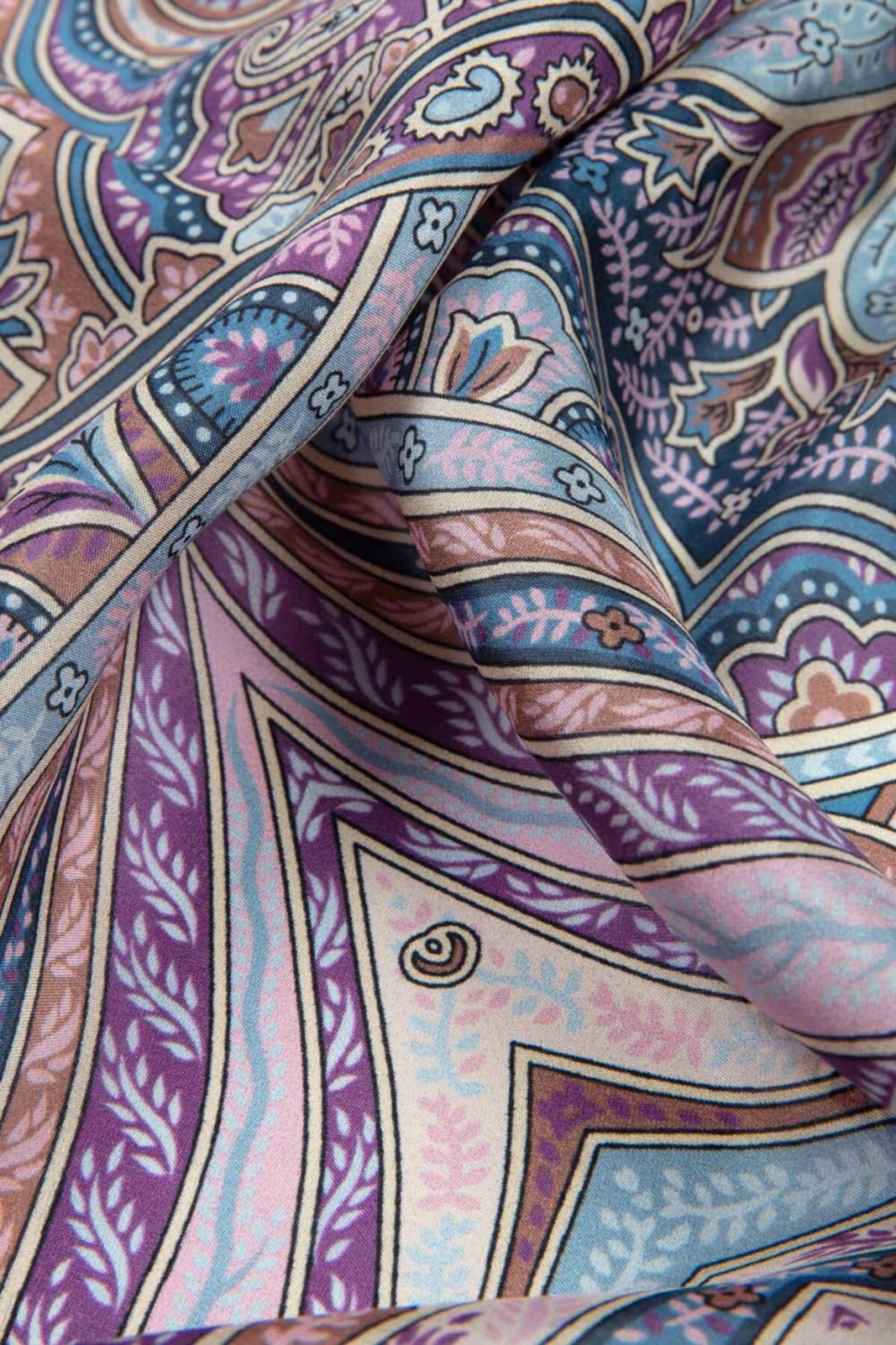 100% İpek Etro Desenli Saks - Pembe Renkli 92x210 Şal